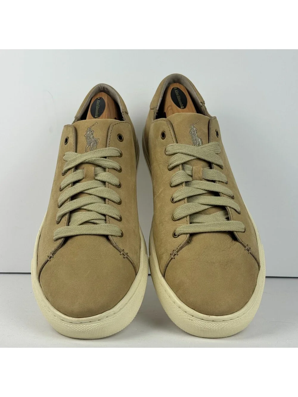 Polo Ralph Lauren Jermain Mens 13 D Tan Suede Leather Sneaker Shoes EUC